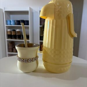 kit termica valentina (amarelo bb) cuia/bomba/choker