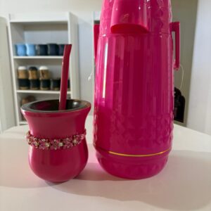 kit termica valentina (rosa chiclete) cuia/bomba/choker